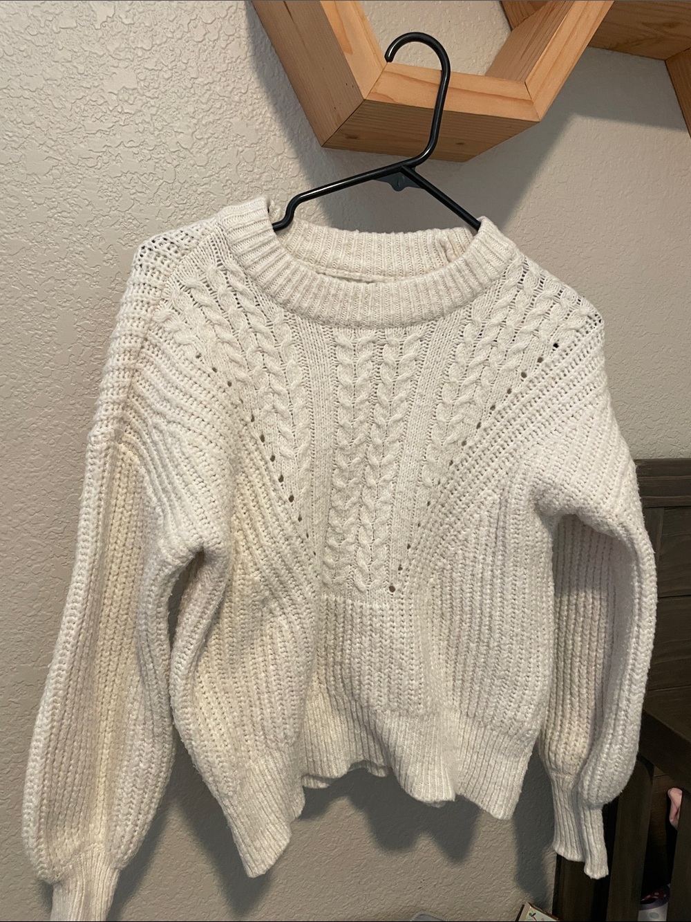 Sonoma Cream Cable-Knit Crewneck Sweater